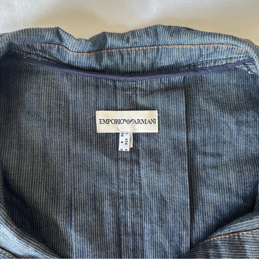 Emporio Armani Dark Denim Blue Fitted Blazer Jacket - Picture 2 of 3
